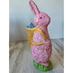 Vtg style Easter bunny rabbit basket statue figurine decor